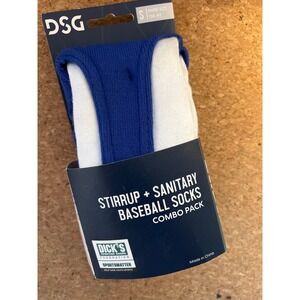DSG Kids Stirrup and Sanitary Baseball Socks Combo Pack Royal White Small13k-4Y